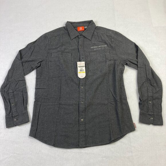 Merrell Flannel‎ Shirt Mens Medium Charcoal Gray Long Sleeve Button Up Pockets - Picture 1 of 13